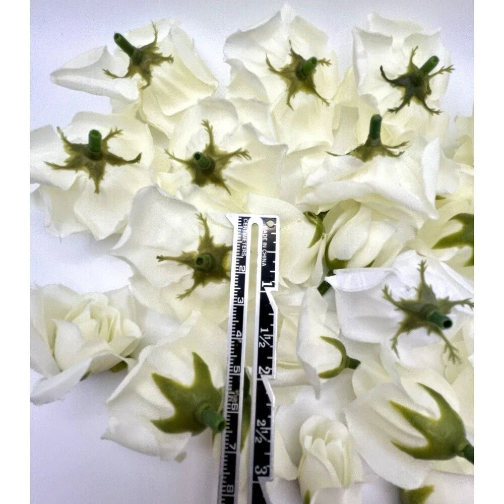 Lot of Faux Rose Flower Heads Ivory 1-3